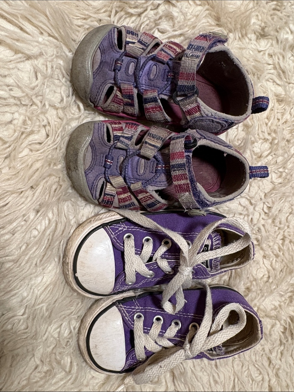 Keen Kids Purple Multi-Striped Sport Sandals & Purple Canvas Shoes